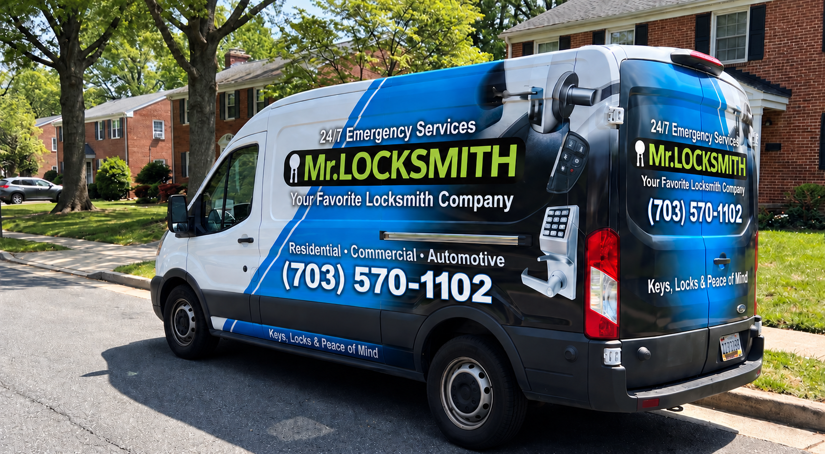 Book locksmith visit – Mr. Locksmith Fairfax, VA service van